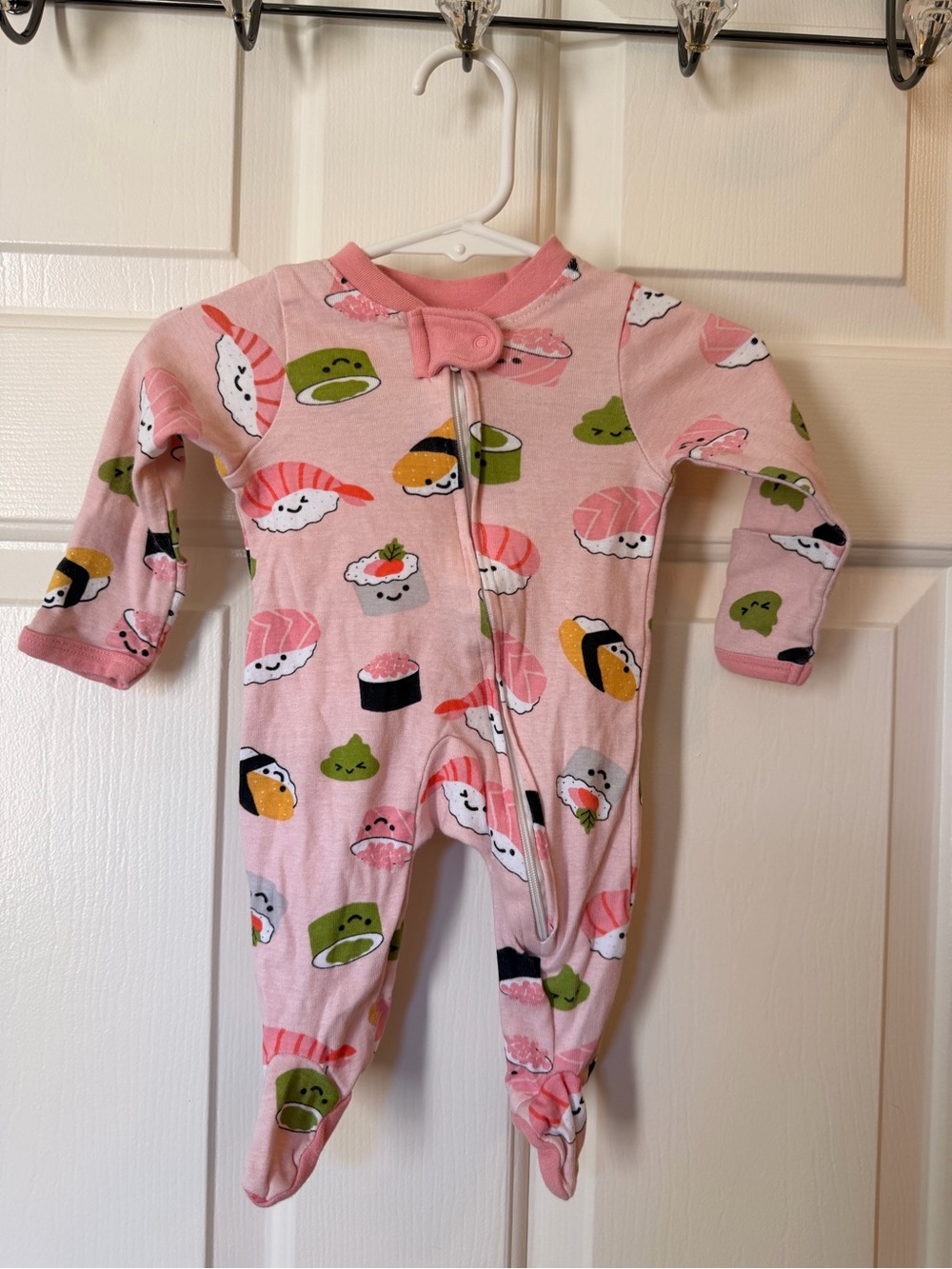 The Honest Company Pink Sushi Print Footed One-Piece
